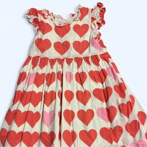 Pink Chicken Red Heart Print Dress
